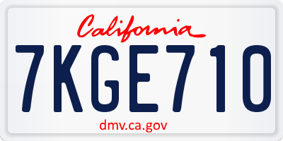 CA license plate 7KGE710