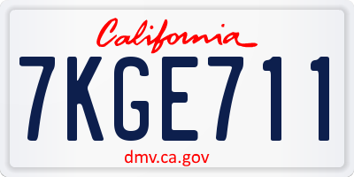 CA license plate 7KGE711