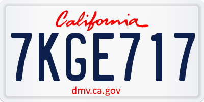 CA license plate 7KGE717