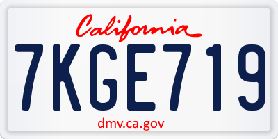 CA license plate 7KGE719