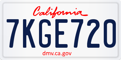 CA license plate 7KGE720