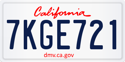 CA license plate 7KGE721