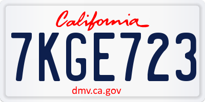 CA license plate 7KGE723