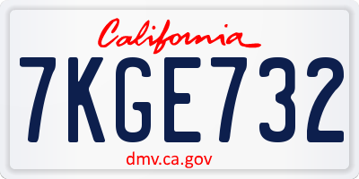 CA license plate 7KGE732