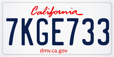 CA license plate 7KGE733