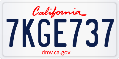CA license plate 7KGE737