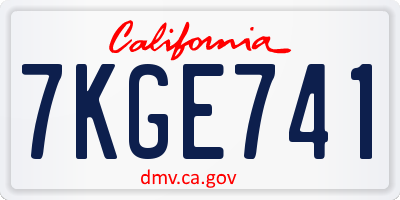 CA license plate 7KGE741