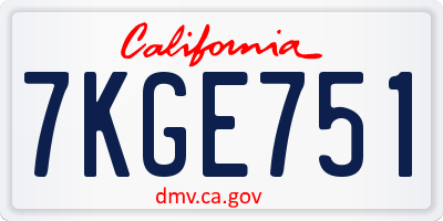 CA license plate 7KGE751
