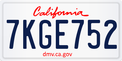 CA license plate 7KGE752