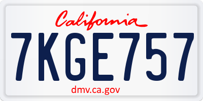 CA license plate 7KGE757