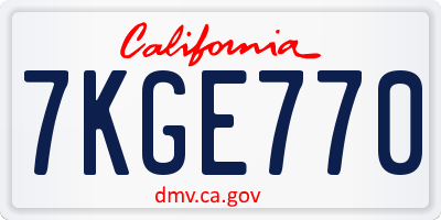 CA license plate 7KGE770