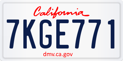 CA license plate 7KGE771