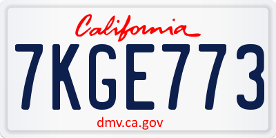 CA license plate 7KGE773