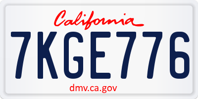 CA license plate 7KGE776