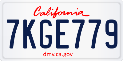 CA license plate 7KGE779