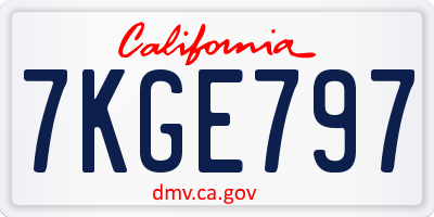 CA license plate 7KGE797