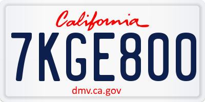 CA license plate 7KGE800