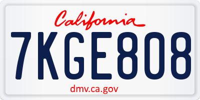 CA license plate 7KGE808