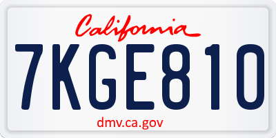 CA license plate 7KGE810
