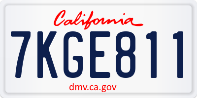 CA license plate 7KGE811