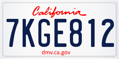 CA license plate 7KGE812