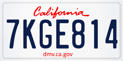 CA license plate 7KGE814