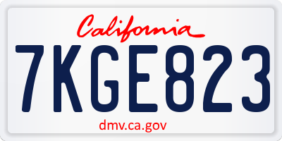 CA license plate 7KGE823