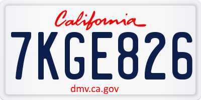 CA license plate 7KGE826