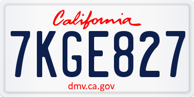 CA license plate 7KGE827
