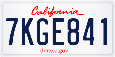 CA license plate 7KGE841