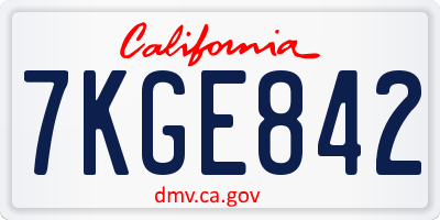 CA license plate 7KGE842