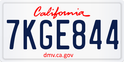 CA license plate 7KGE844