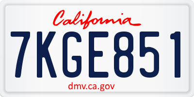 CA license plate 7KGE851