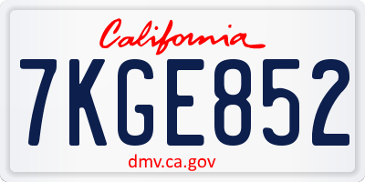 CA license plate 7KGE852