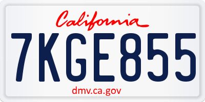 CA license plate 7KGE855
