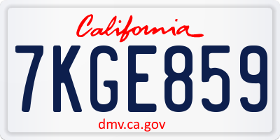 CA license plate 7KGE859