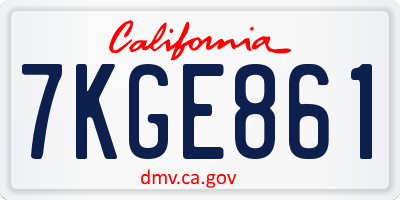 CA license plate 7KGE861