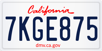 CA license plate 7KGE875