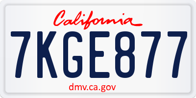 CA license plate 7KGE877
