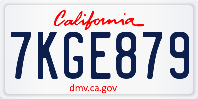 CA license plate 7KGE879
