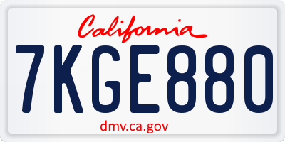 CA license plate 7KGE880