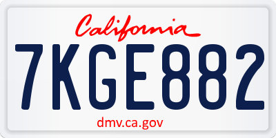 CA license plate 7KGE882
