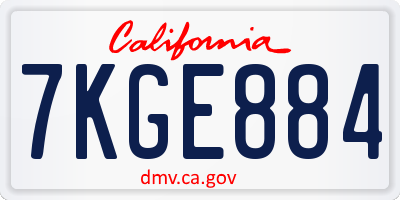 CA license plate 7KGE884