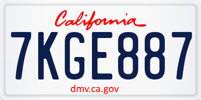 CA license plate 7KGE887