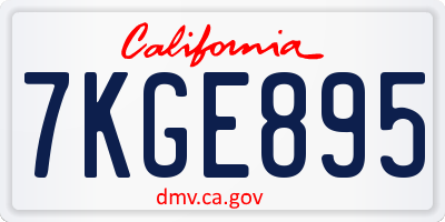 CA license plate 7KGE895