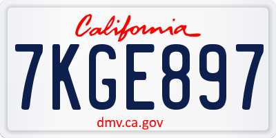 CA license plate 7KGE897