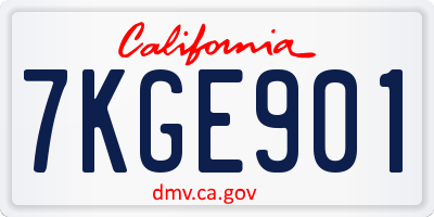 CA license plate 7KGE901
