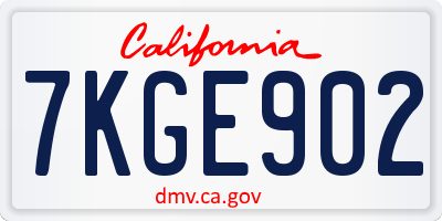 CA license plate 7KGE902