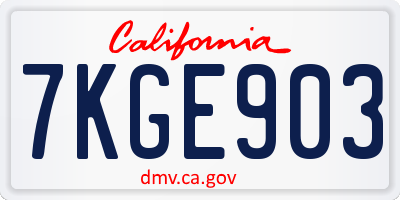 CA license plate 7KGE903