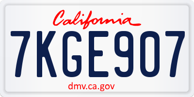 CA license plate 7KGE907